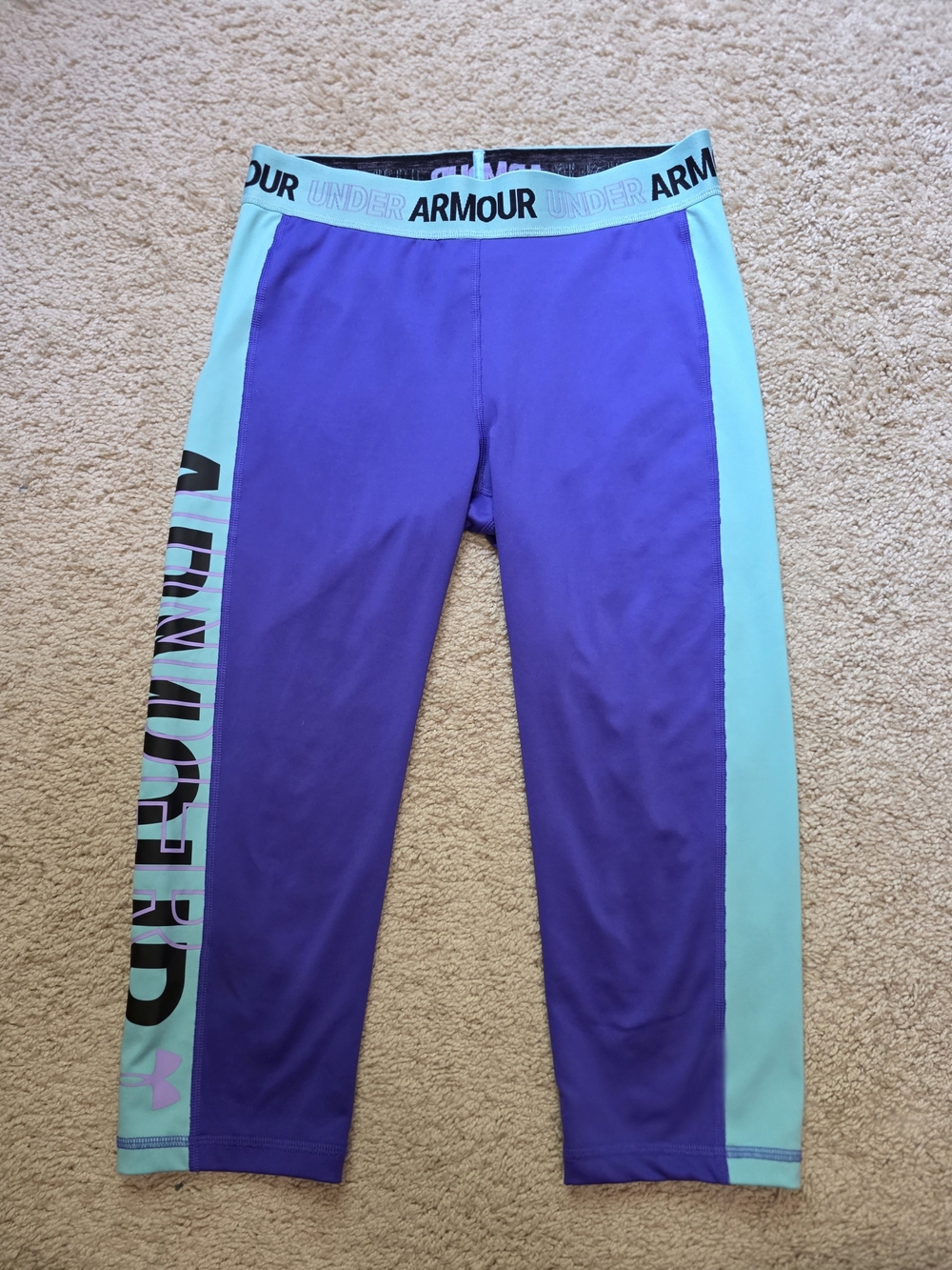 Under Armour Purple and Aqua Girls' Athletic Legging Capris